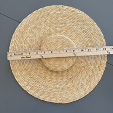 Load image into Gallery viewer, 18th Century Shallow Crown, Wide Brim Bergère Hat - Gold & Black Straw