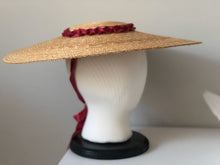 Load image into Gallery viewer, 18th Century Shallow Crown, Wide Brim Bergère Hat - Gold & Black Straw