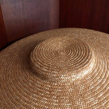 Load image into Gallery viewer, 18th Century Shallow Crown, Wide Brim Bergère Hat - Gold & Black Straw
