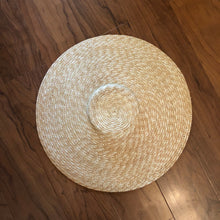 Load image into Gallery viewer, 18th Century Shallow Crown, Wide Brim Bergère Hat - Gold & Black Straw